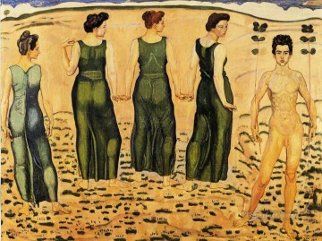 100 Great Art Painting - Ferdinand Hodler Youth Amired by the Woman
